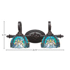 Eleganté Two Light Bath Bar in Dark Granite with 7" Turquoise Cypress Art Glass Shade