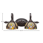 Eleganté Two Light Bath Bar in Dark Granite with 7" Ivory Cypress Art Glass Shade