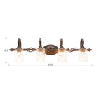 Eleganté Four Light Bath Bar in Dark Granite with 4" Clear Bubble Shade
