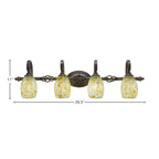Eleganté Four Light Bath Bar in Dark Granite with 5" Ivory Glaze Seashell Shade