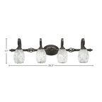 Eleganté Four Light Bath Bar in Dark Granite with 5" Black Fusion Shade