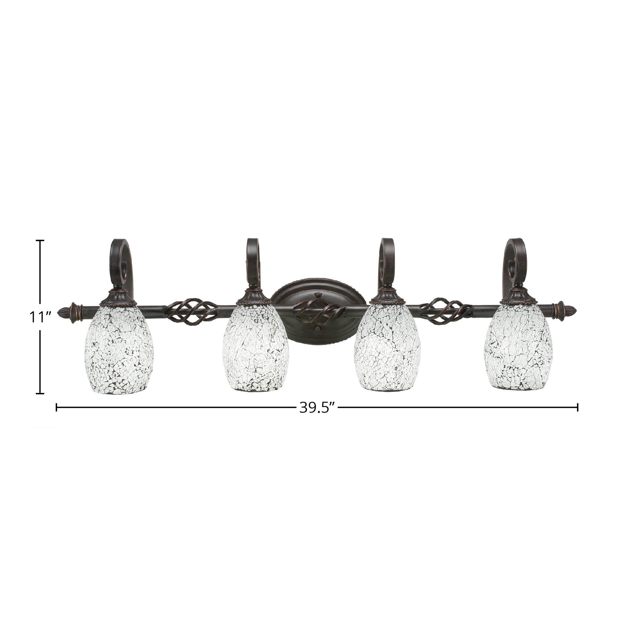 Eleganté Four Light Bath Bar in Dark Granite with 5" Black Fusion Shade