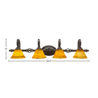 Eleganté Four Light Bath Bar in Dark Granite with 7" Firré Saturn Shade
