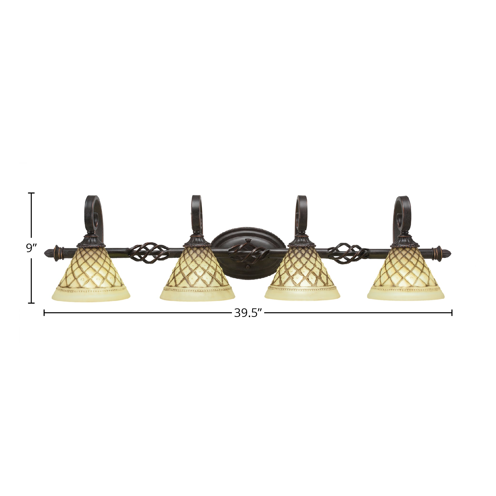 Eleganté Four Light Bath Bar in Dark Granite with 7'' Chocolate Icing Shade