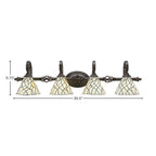 Eleganté Four Light Bath Bar in Dark Granite with 7" Sandhill Art Glass Shade