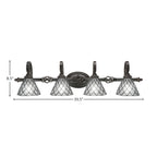 Eleganté Four Light Bath Bar in Dark Granite with 7" Diamond Ice Art Glass Shade