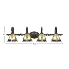 Eleganté Four Light Bath Bar in Dark Granite with 7" Zion Art Glass Shade