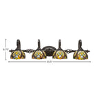 Eleganté Four Light Bath Bar in Dark Granite with 7" Ivory Cypress Art Glass Shade