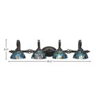 Eleganté Four Light Bath Bar in Dark Granite with 7" Blue Mosaic Art Glass Shade
