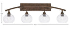 Bow Four Light Bath Bar in Bronze with 7" Clear Bubble Shade