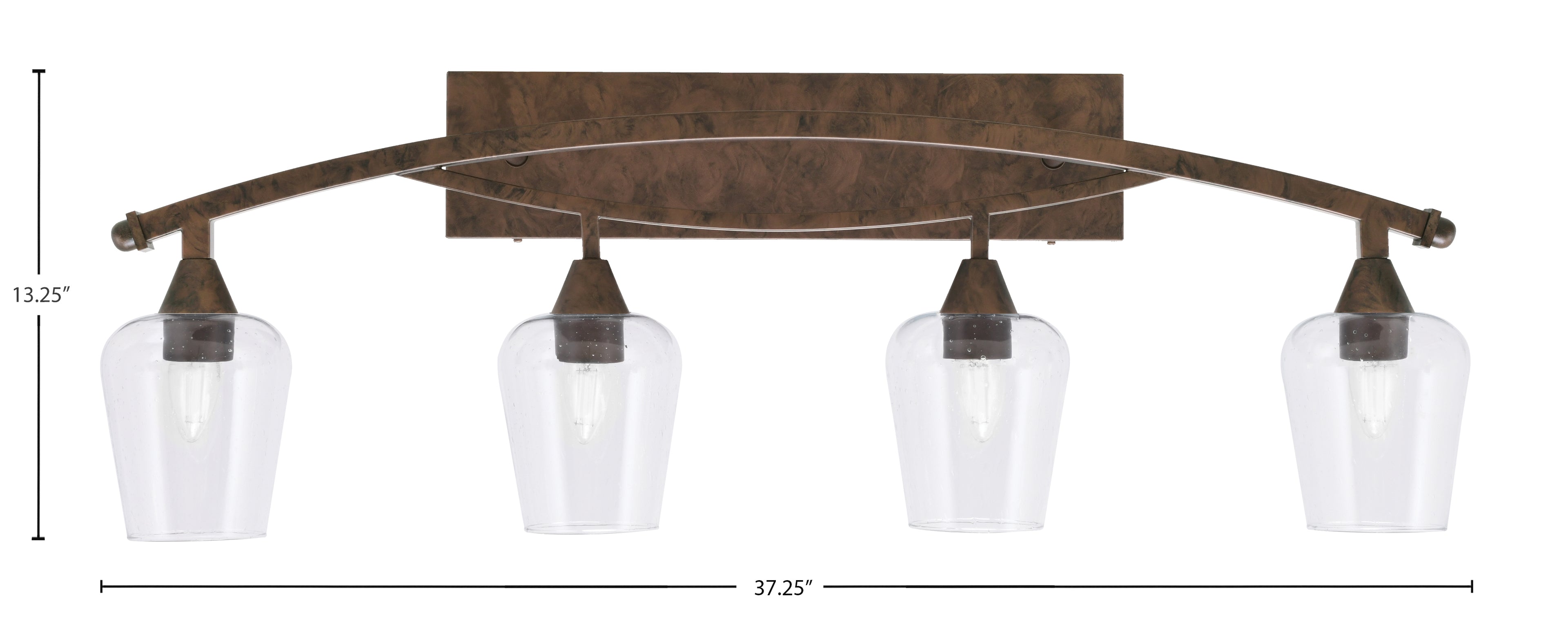 Bow Four Light Bath Bar in Bronze with 5" Clear Bubble Shade