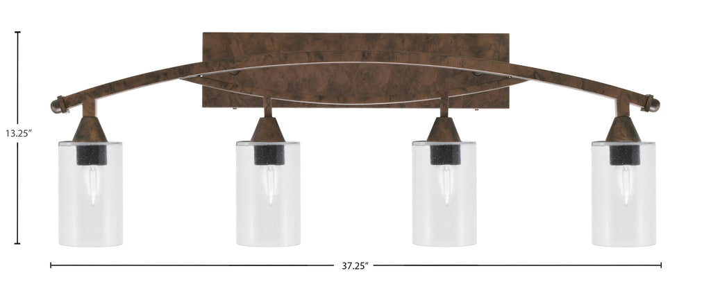 Bow Four Light Bath Bar in Bronze with 4" Clear Bubble Shade