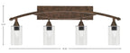 Bow Four Light Bath Bar in Bronze with 4" Clear Bubble Shade