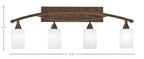Bow Four Light Bath Bar in Bronze with 4" White Marble Shade