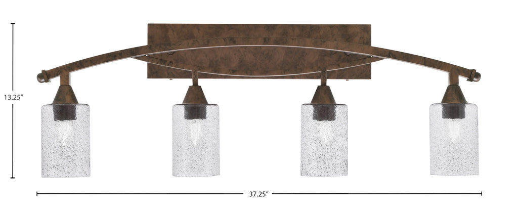 Bow Four Light Bath Bar in Bronze with 4" Smoke Bubble Shade