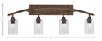 Bow Four Light Bath Bar in Bronze with 4" Smoke Bubble Shade