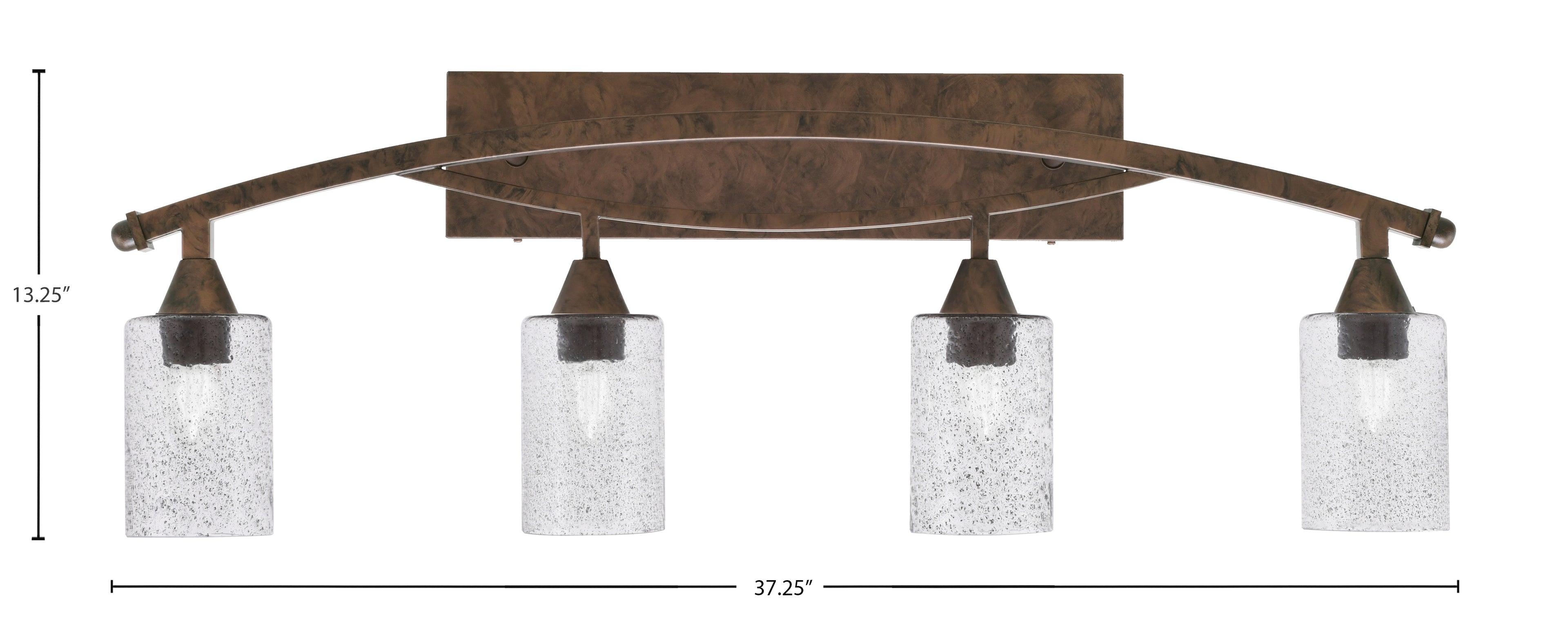 Bow Four Light Bath Bar in Bronze with 4" Smoke Bubble Shade