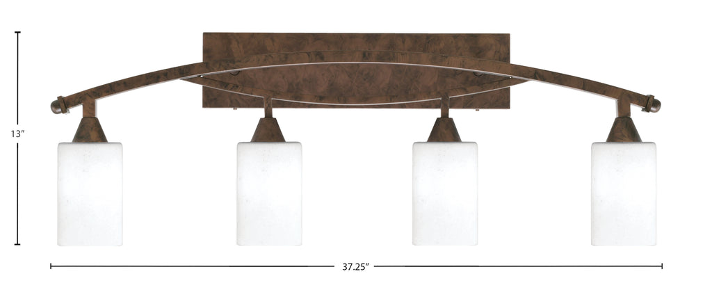 Bow Four Light Bath Bar in Bronze with 4" White Muslin Shade