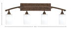 Bow Four Light Bath Bar in Bronze with 4" White Muslin Shade