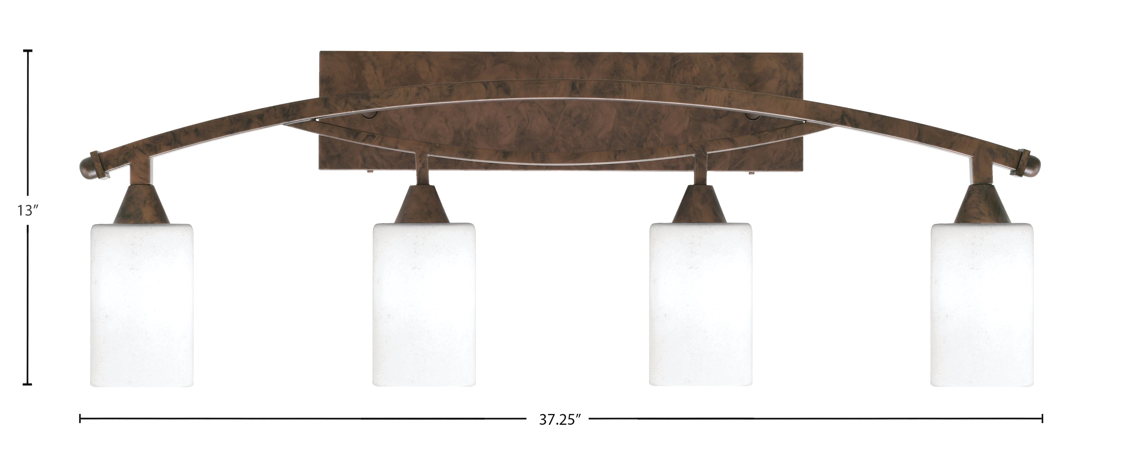 Bow Four Light Bath Bar in Bronze with 4" White Muslin Shade