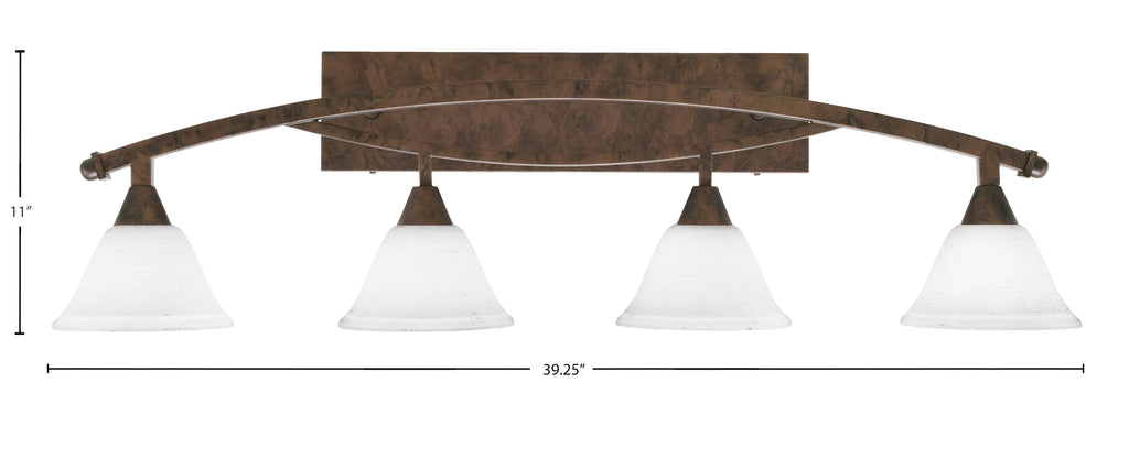 Bow Four Light Bath Bar in Bronze with 7" White Muslin Shade