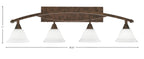 Bow Four Light Bath Bar in Bronze with 7" White Muslin Shade