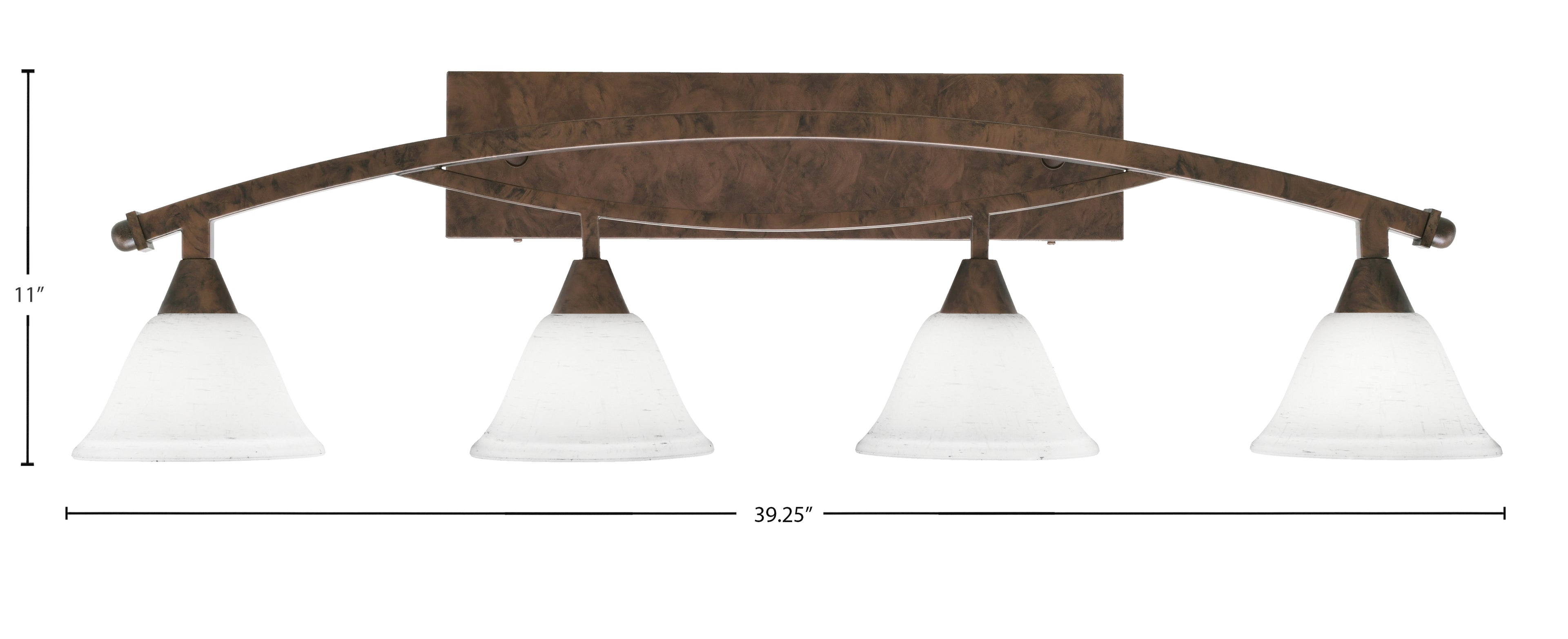 Bow Four Light Bath Bar in Bronze with 7" White Muslin Shade