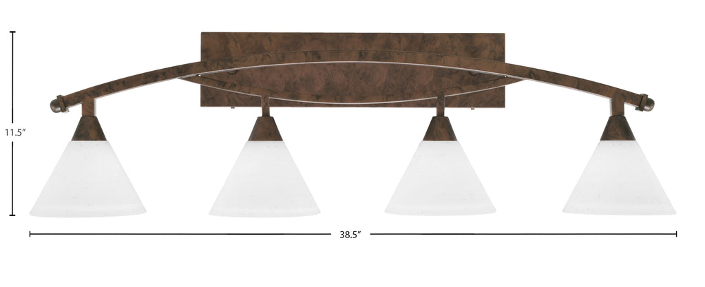 Bow Four Light Bath Bar in Bronze with 7" White Muslin Shade