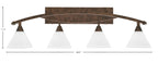 Bow Four Light Bath Bar in Bronze with 7" White Muslin Shade