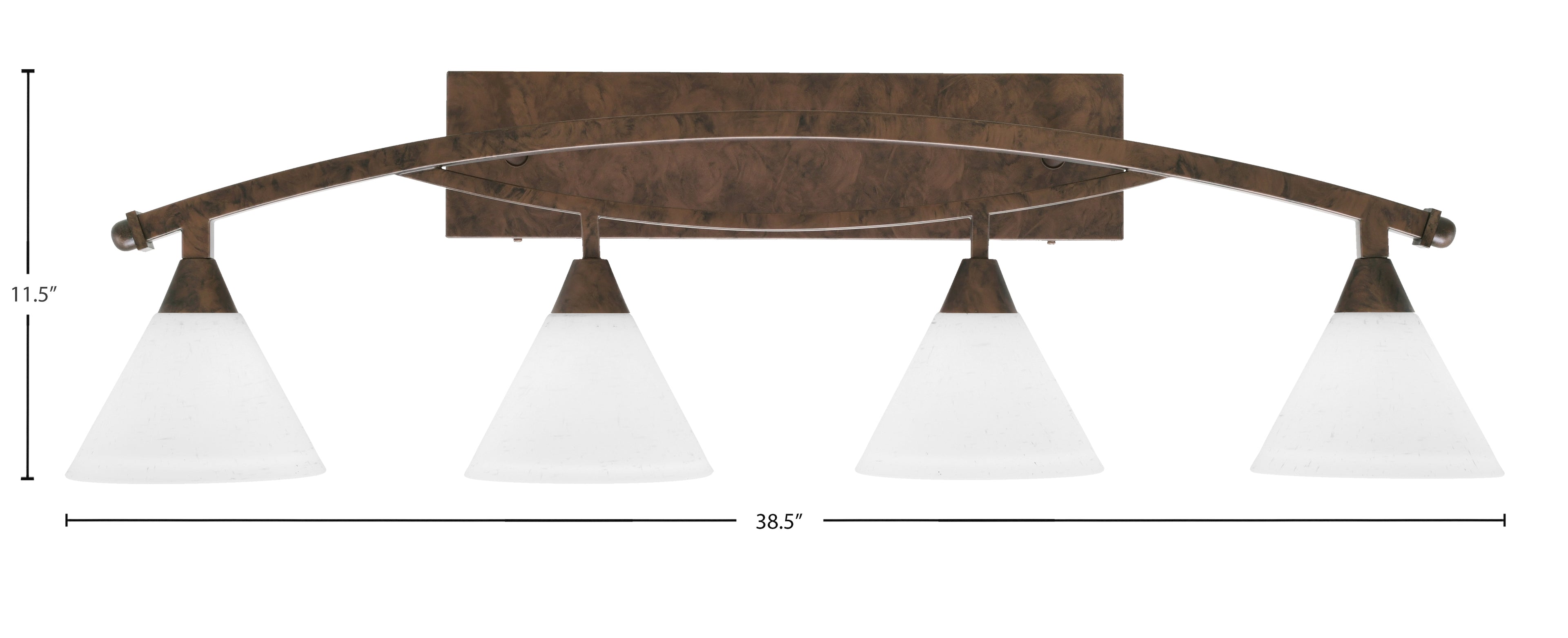 Bow Four Light Bath Bar in Bronze with 7" White Muslin Shade