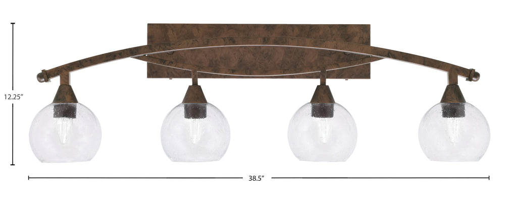 Bow Four Light Bath Bar in Bronze with 5.75" Clear Bubble Shade