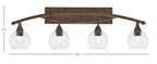 Bow Four Light Bath Bar in Bronze with 5.75" Clear Bubble Shade