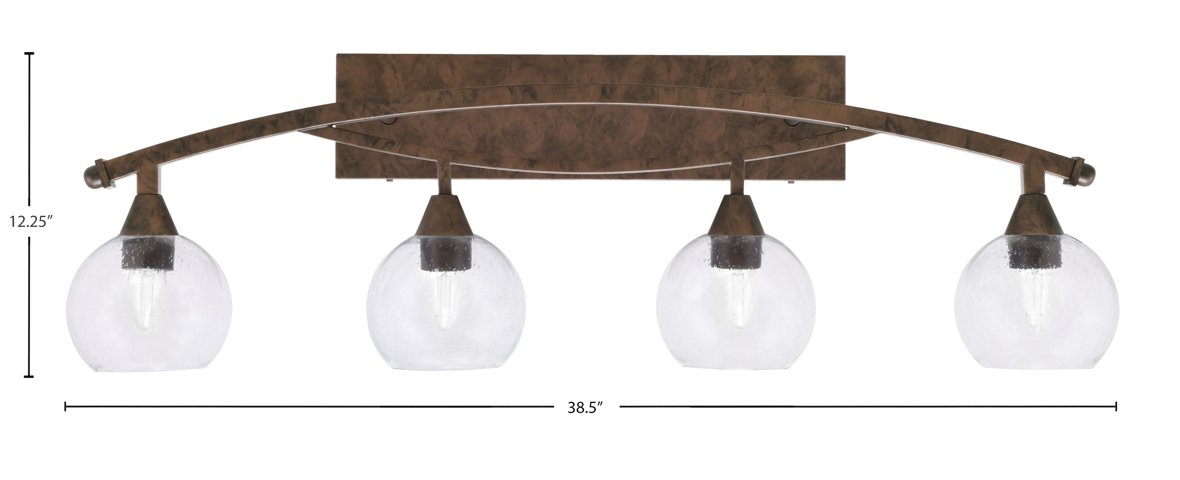 Bow Four Light Bath Bar in Bronze with 5.75" Clear Bubble Shade