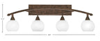 Bow Four Light Bath Bar in Bronze with 5.75" White Marble Shade