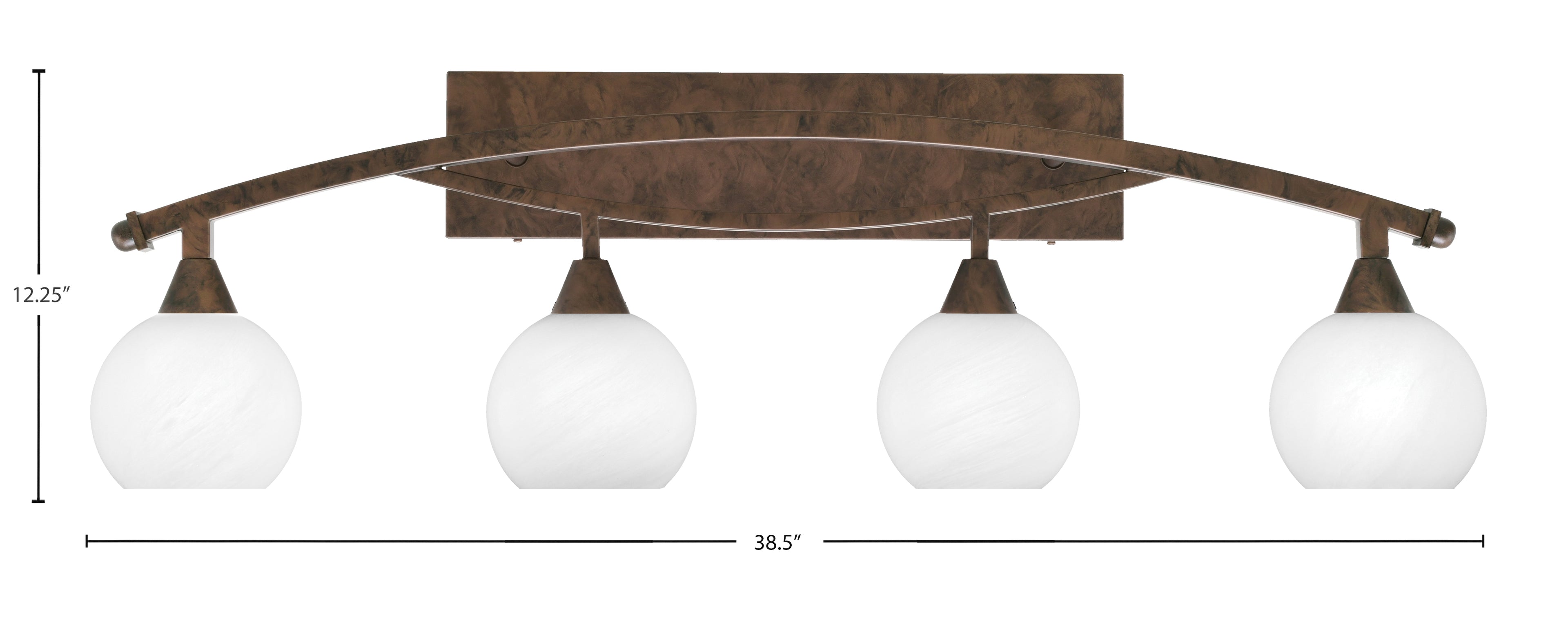 Bow Four Light Bath Bar in Bronze with 5.75" White Marble Shade