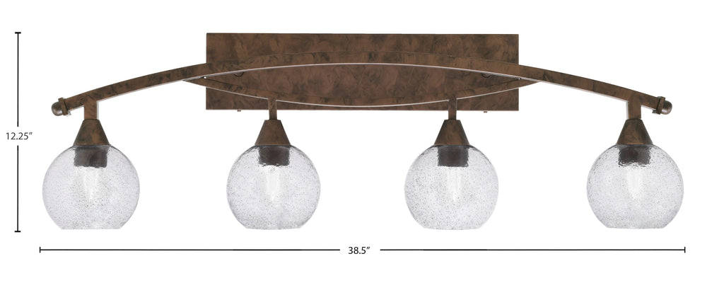 Bow Four Light Bath Bar in Bronze with 5.75" Smoke Bubble Shade