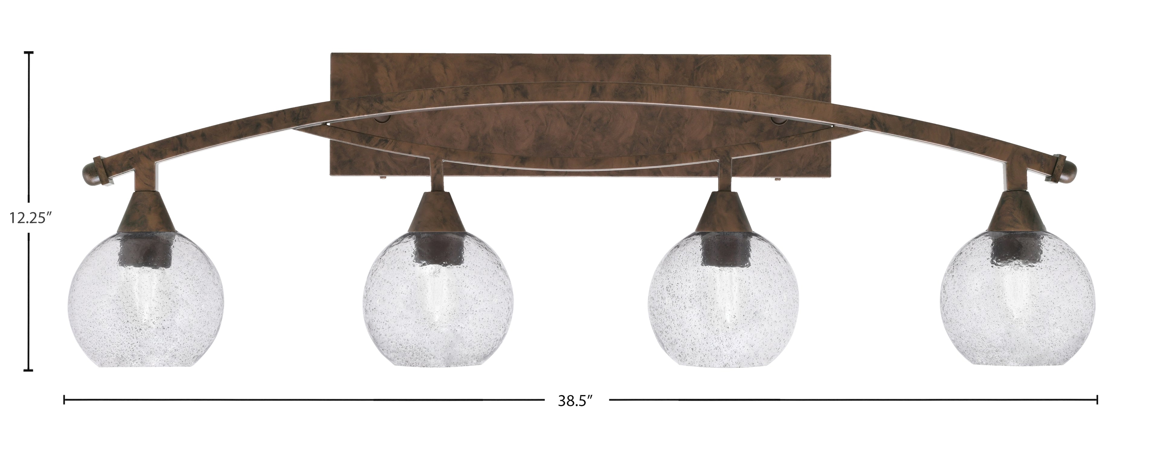 Bow Four Light Bath Bar in Bronze with 5.75" Smoke Bubble Shade