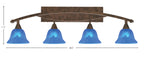 Bow Four Light Bath Bar in Bronze with 7" Blue Italian Shade