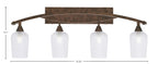 Bow Four Light Bath Bar in Bronze with 5" Clear Textured Shade