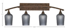 Bow Four Light Bath Bar in Bronze with 5" Smoke Textured Shade