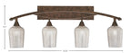 Bow Four Light Bath Bar in Bronze with 5" Silver Textured Shade