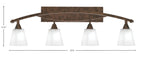 Bow Four Light Bath Bar in Bronze with 4.5" Square White Muslin Shade