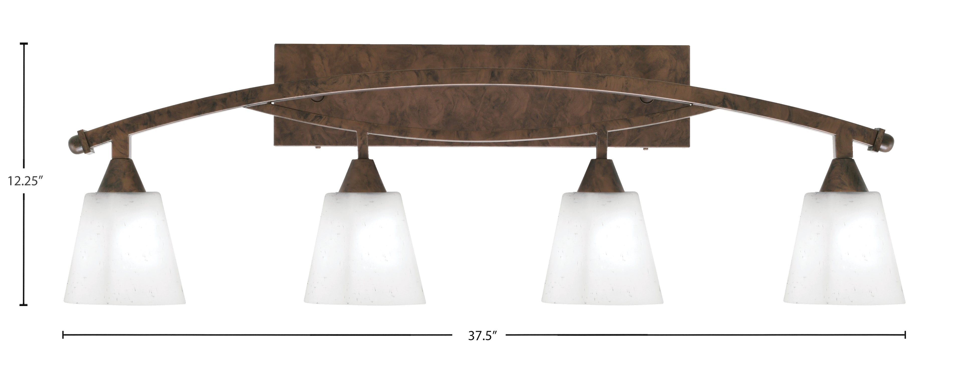 Bow Four Light Bath Bar in Bronze with 4.5" Square White Muslin Shade