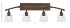 Bow Four Light Bath Bar in Bronze with 4.5" Square Clear Bubble Shade