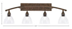 Bow Four Light Bath Bar in Bronze with 6.25" Clear Bubble Shade