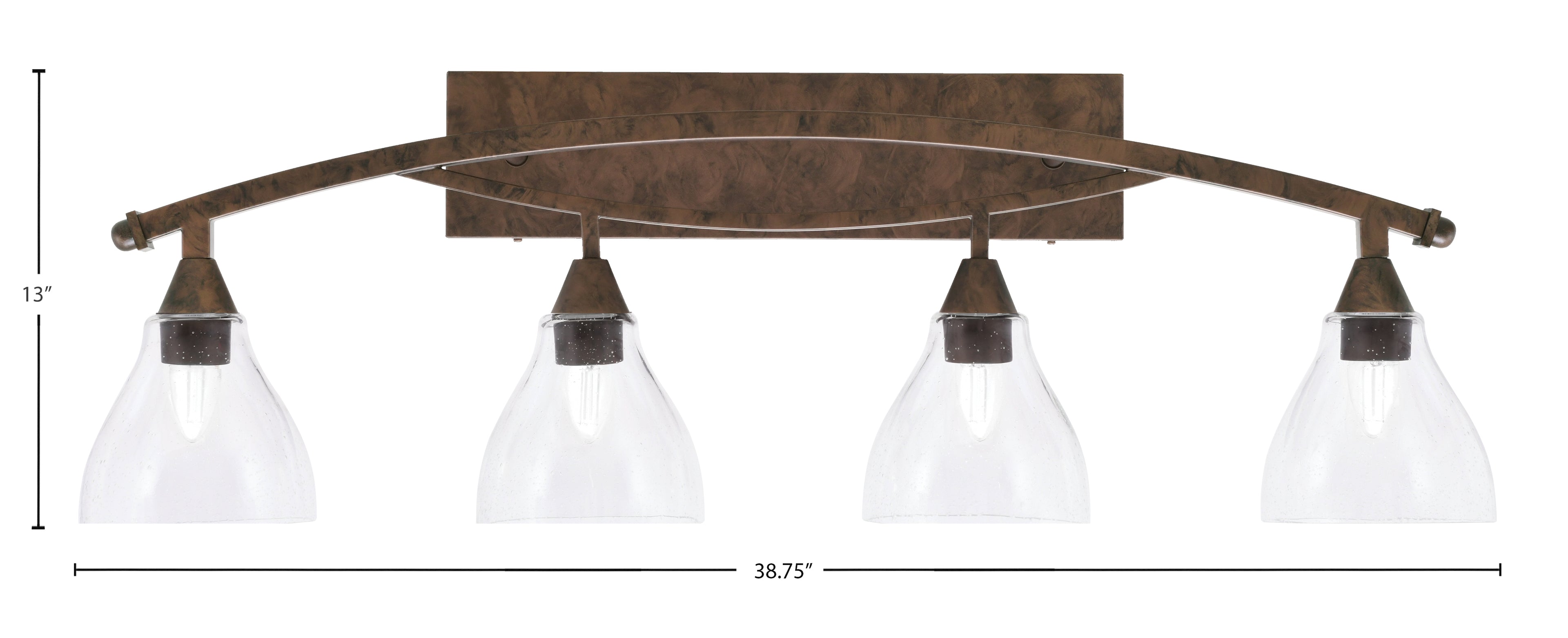 Bow Four Light Bath Bar in Bronze with 6.25" Clear Bubble Shade