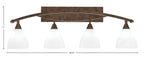 Bow Four Light Bath Bar in Bronze with 6.25" White Marble Shade