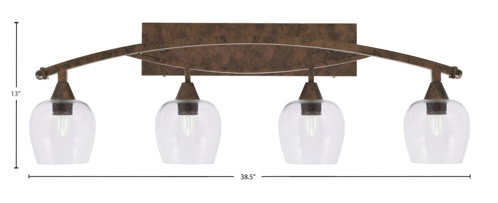 Bow Four Light Bath Bar in Bronze with 6" Clear Bubble Shade