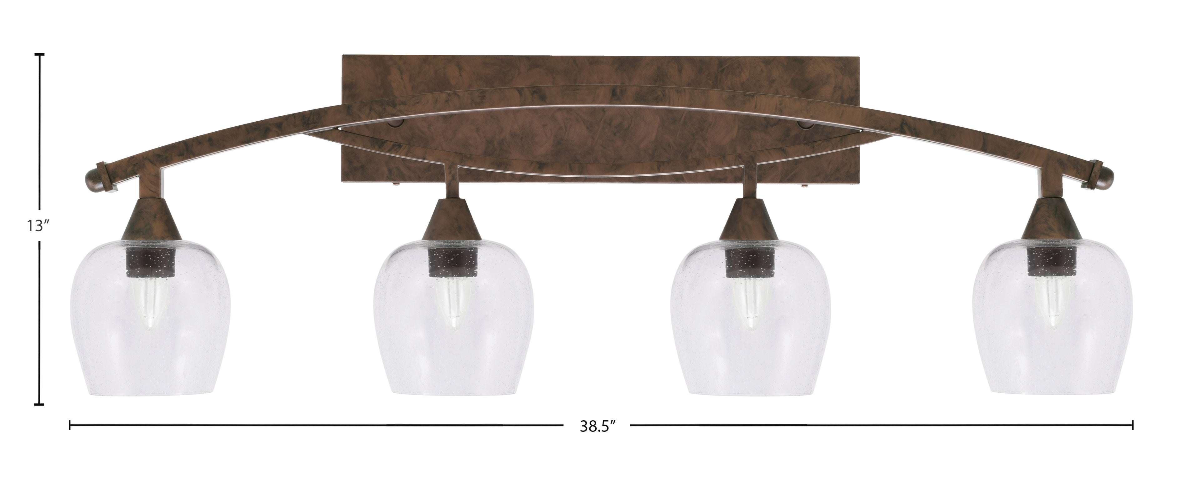 Bow Four Light Bath Bar in Bronze with 6" Clear Bubble Shade