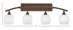 Bow Four Light Bath Bar in Bronze with 6" White Marble Shade